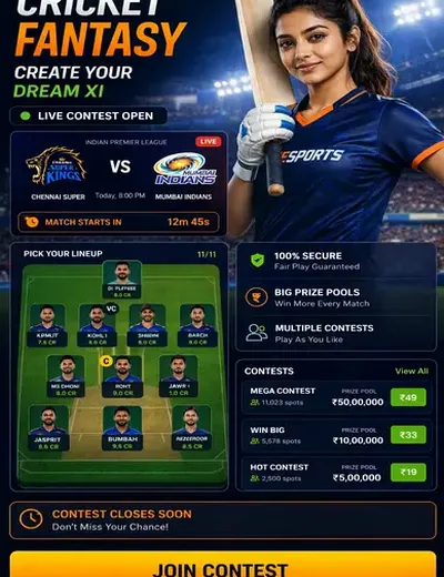 Come (Come Com) fantasy cricket & matchday visual 3